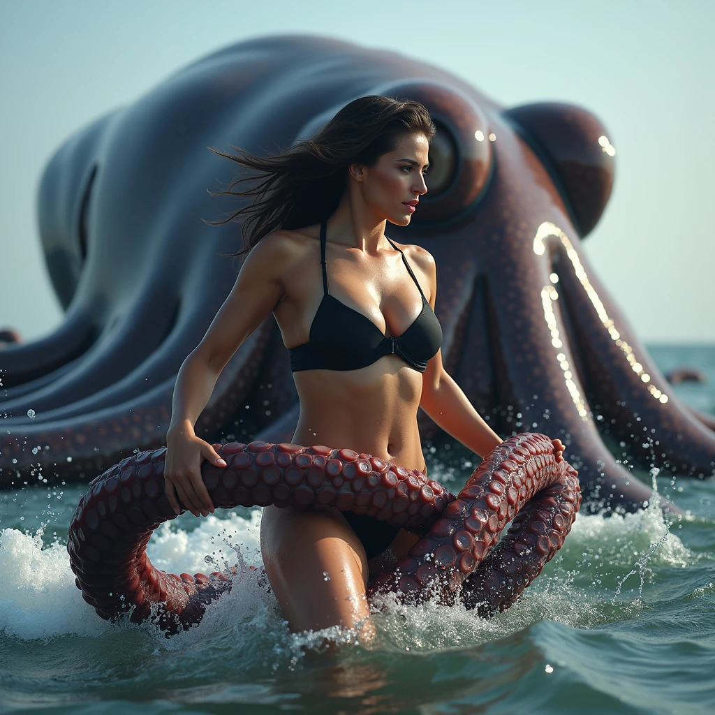 <lora:sai_tentout_v1:0.7> photography, ultra hyper realistic, best quality, (extremely intricate), perfect face, perfect anatomy, ((perfect female body)),beautiful face, beautiful eyes, (extremely detailed face and eyes), extremely detailed CG 8k illustrations, masterpiece, hyper detailed, (long hair:1.2), ((best quality)),swimwear:1.4,(messy hair:1.3), (a goddess woman on her knees wearing a latex swimsuit with a tentacle coming out of her mouth) , (full body shot:1.2), (body covered in cum), petite, contrast, 1girl, full body, ((restrained)), bukkake ,orgy, large insertion, orgasm, (tropical beach background)