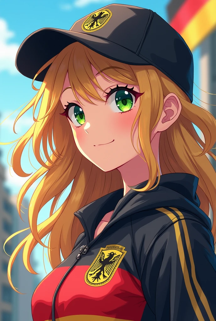 Female((30-years old)), hair((straight, Golden brown)), Eyes((smart Eyes, Green)), knit Clothes(New York Fashion Week, light gray), Smiling, Breast Out, Ponytail, Accessories, baseball cap, covered nipples