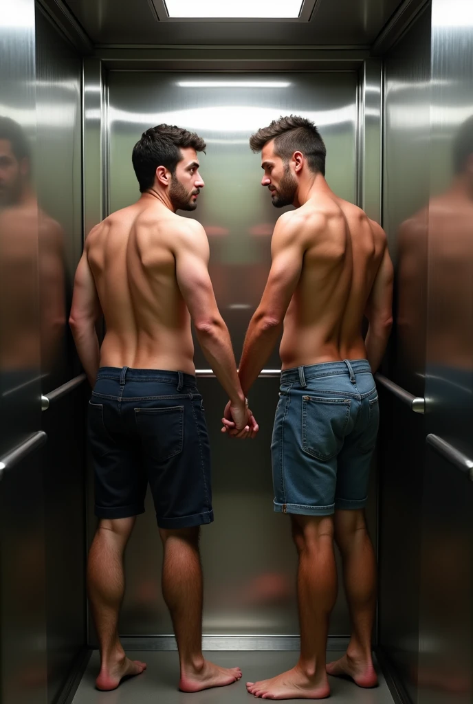2 hairy male classmates having sex in school locker rooms. Both nude full body. No pants. No clothes.