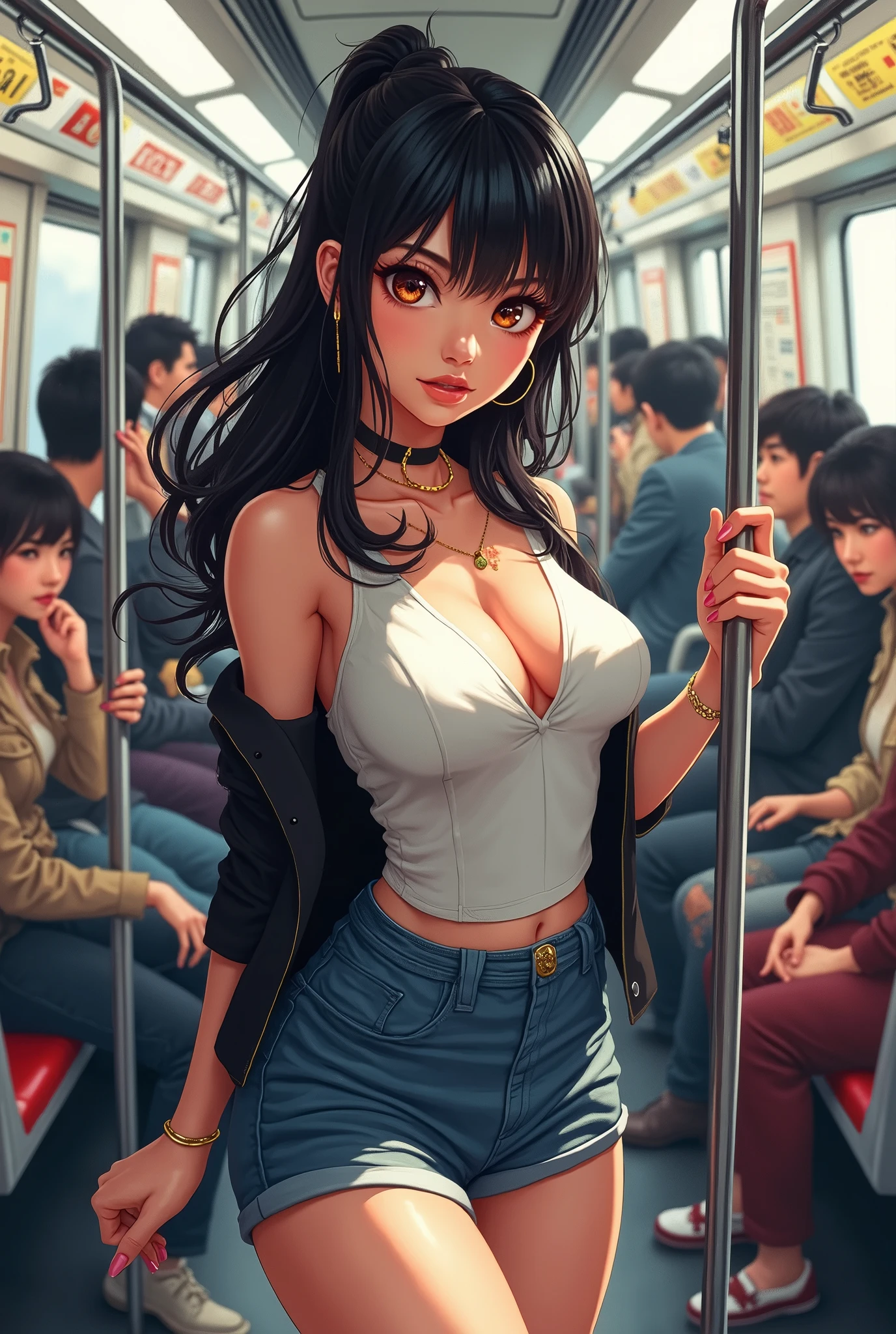 (highest qualityr)), ((obra maestra)),、Resultado del tono、mujer adulta、 ((Tiro de panty:1.5))、En pie piernas abiertas、lift skirt 、rubio、ojos verdes、(Cum en desbordamientos :1.5)、 small boobs、sobbing tears、(Tanga:1.0)、 Rodillas altas blanco、( en vaginal:1.3)、 en la boca、(Underboob,show off nipple:1.0)、muchos estudiantes alrededor、 Enfoque bajo vista、NSFW, realista, obra maestra, VERY crowded subway train interior detailed scenario, VERY crowded subway train interior detailed background, Mini falda sexy, (fear expression), cara sonrojada, Attractive man groped woman 1 from behind,(((Hombre atractivo presionyo su pecho sobre la mujer 1 espalda))) y (((holding her waist behind her)))