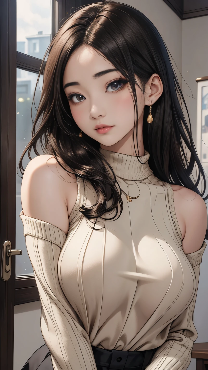 (highest qualityのディテール)、 realistic 、 8K ultra HD、 is high definition 、( one girl:1.2),(Fatal Beauty, Fascinating Beauty ) ,( Flexible and Strong Physique ),(Sensual charm),(Mysterious charm:1.1),(Big Breasts、Attractive silhouette),The Super Details、High quality textures、 複雑な Details 、 Details、Very Details CG、High quality shadows、 Details Beautiful and delicate face、 Details Beautiful and delicate eyes、 The described boundary depth 、 ray tracing 、20th generation、Cute K-Pop Girls、( The Face of Korea )、Thin face、( Ulzan-6500-V1.1:0.6)、 The face of pure loss _v1、輝く瞳、 perfect body、 just like Ishihara Satomi 、(highest qualityのディテール:1.2)、 realistic 、 8K ultra HD、 is high definition 、 Close-up photos of women, realistic girl rendering , 8k artistic german bokeh, Seductive Girl , Real Girls, Gurwitz, Gurwitz-style artwork, Girl Roleplay, realistic 3D style, cgstation Popular Topics,, 8K Portrait Rendering ,(truth,truth:1.4),(Girls with bright eyes:1.2)、Best image quality, highest quality, realistic , Super Details, realistic , 4K 8K ultra HD Full Color RAW Photos, Fujifilm(Medium format), Hasselblad , Carl Zeiss, Photos with a wide dynamic range (Utilities_art:Smooth-768:1.1), is high definition , High pixel count, Clear Details, Clear Images , Natural color reproduction, noise reduction , High fidelity, quality, Software Improvements , Upscaling, optimized algorithm , PROFESSIONAL RETACT ,
1. オーバーサイズの comments :
comments、 Choose an oversized design that covers from shoulders to knees.。Navy blue or black is the standard color.、[ Soft khaki or beige , wait a minute .、 Choose a color that suits the season 。
2. Choose a Color That Fits Your Skin :
To protect yourself from the cold、 Choose a knitted sweater or turtleneck 。ニットの質感と色を commentsに合わせましょう.。
3. ワイドレッグ pants:
pants, Choose a wide-leg design 、Combine mobility with style。ダークトーンのデニムと黒の pantsはあなたによく似合います..。
4. knee-high boots :
オーバーサイズの commentsには :、 足首とふくらはぎを覆う knee-high boots と合わせてください.。Black or dark brown boots are great.、 Gives a stylish impression 。
5. accessories:
Choose simple gold or silver accessories、addition