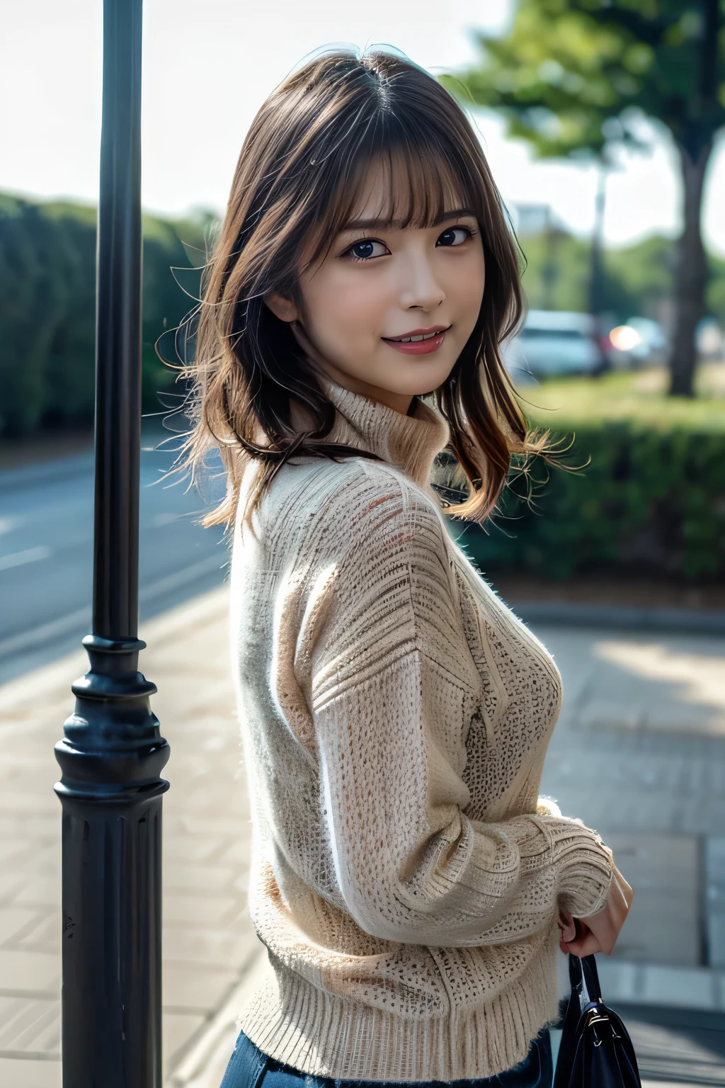 Cute 21 year old Japanese、city、shopping、Highly detailed face、Pay attention to the details、double eyelid、Beautiful thin nose、Sharp focus:1.2、Beautiful woman:1.4、(Light brown hair,short hair、),Pure white skin、Highest quality、masterpiece、Ultra-high resolution、(Realistic:1.4)、Highly detailed and professional lighting、nice smile、Please show me your whole body、Cute autumn clothes、