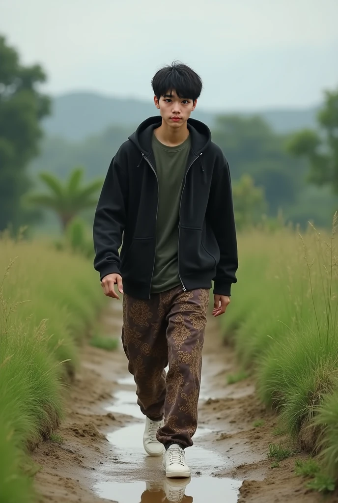 Rural Chinese teenagers,Full body view。Lens sensing,Determination、adolable,The Chinese teenager was playing in the graveyard,His hair is dark,There is a flaky cemetery。8K quality,Landscape Photography,Gangnam Junior