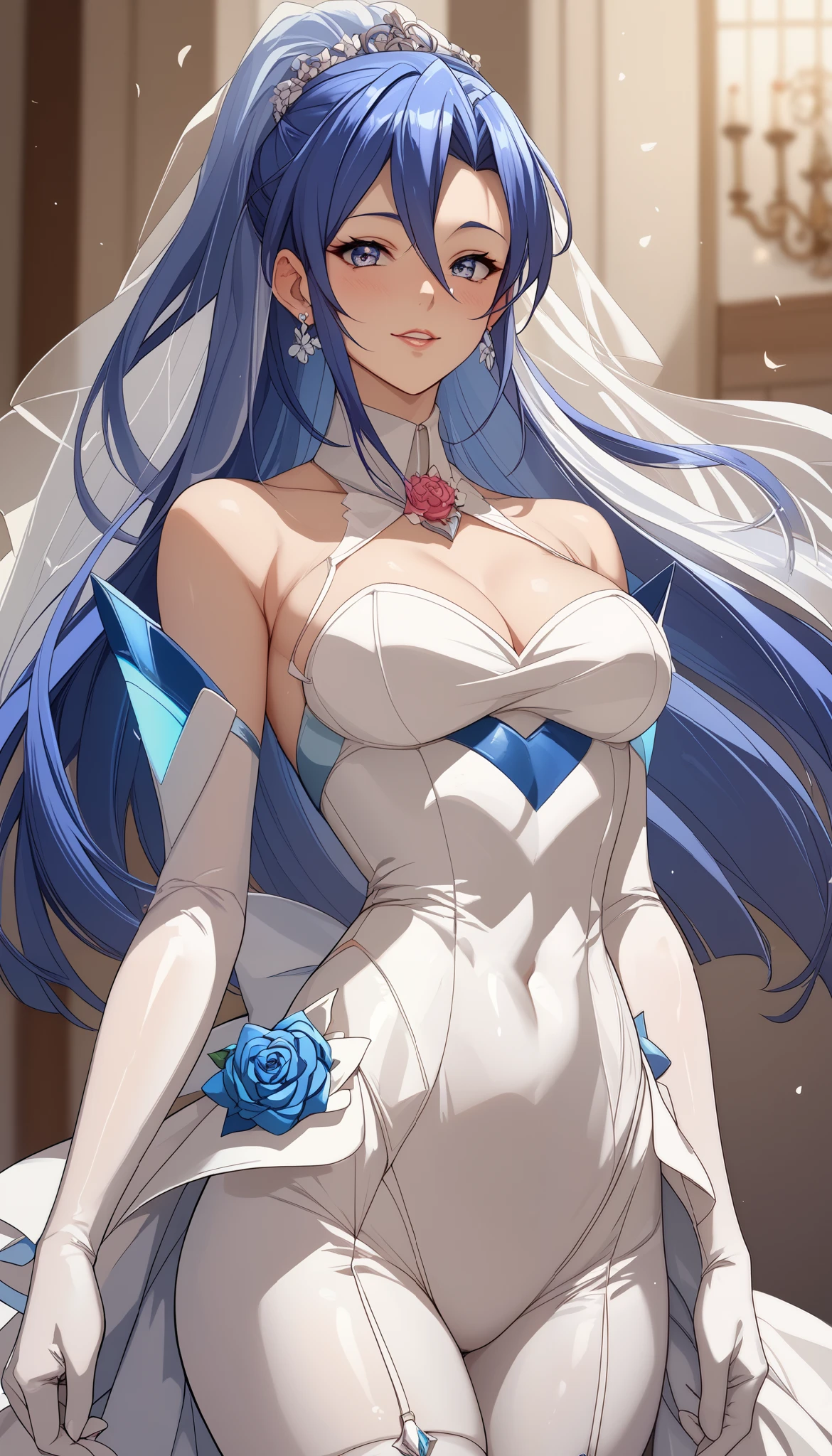 1 girl、kazanari_tsubasa、Shiny Hair、Tight waist、Small waist、Glowing Skin、Tight waist、(wedding dress)、 eight-headed body、Beauty、Shame、