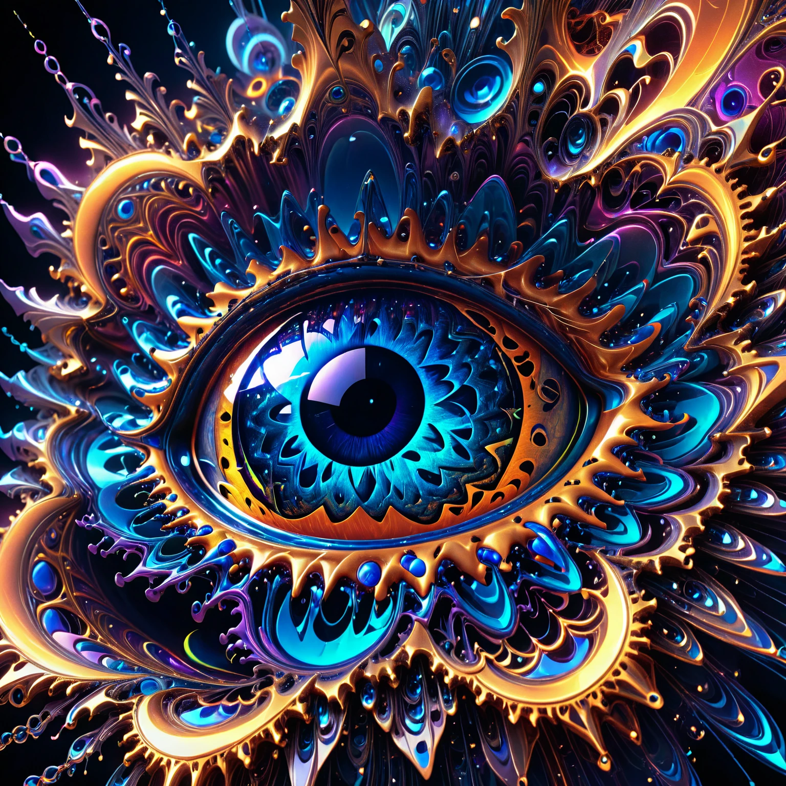 a detailed abstract monument, intricate eye patterns, AI-generated digital illustration, 8k, cinematic lighting, dramatic atmosphere, surreal and otherworldly, rich textures, glowing highlights, hyper-detailed, masterpiece, volumetric lighting, dramatic shadows, intricate geometric patterns, mesmerizing visuals, fantastical architecture, dreamlike environment, breathtaking scale, awe-inspiring composition, visually stunning, highly imaginative, seamless integration of organic and digital elements, flawless execution, state-of-the-art 3D rendering