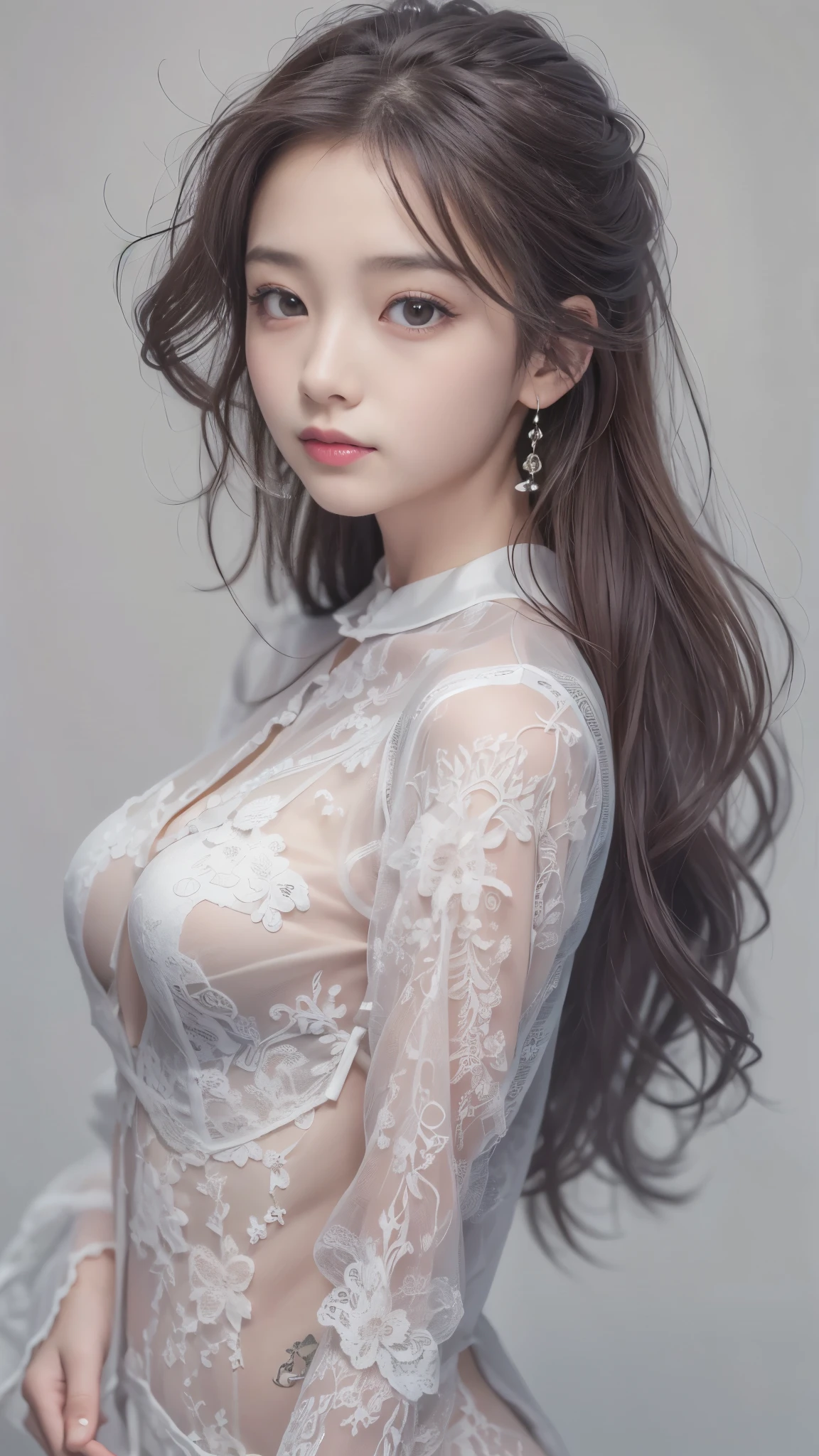 (((Pretty girl bust top))), with slender body lines, Beautiful Skin, ((Seductive lips)), Memories of the first experience, Young girl, ( perfect anatomy )