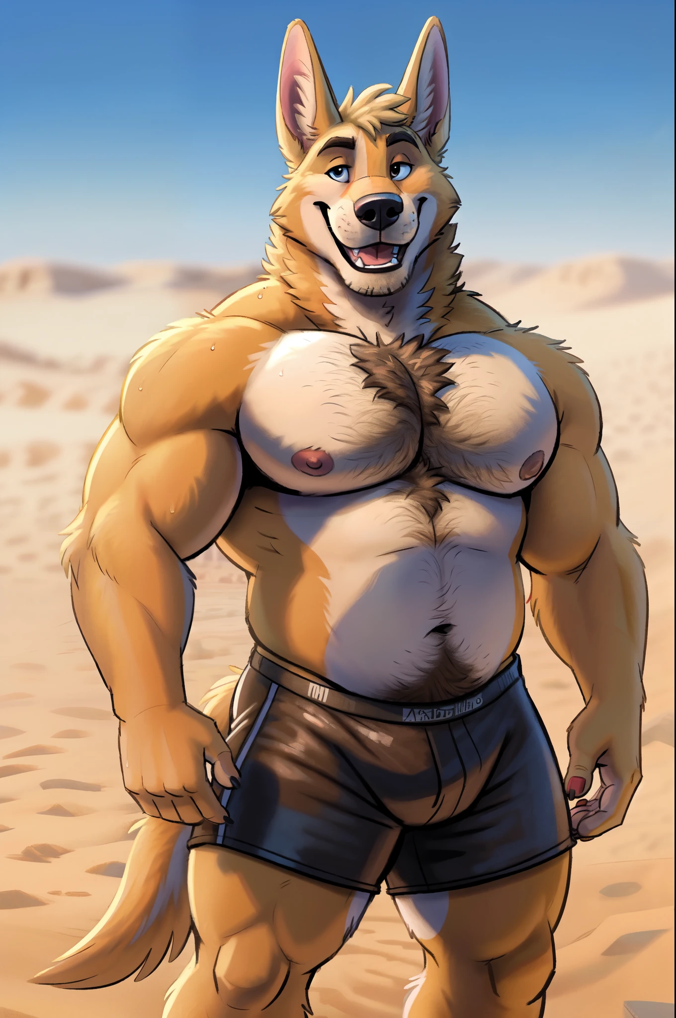 ((cel-shading, portrait, bright beach background, light color palette, global lighting)), 1boy, abs, bara, bare shoulders, suspended in midair, (black hair, body hair, copious luxuriant bushy far-reaching black chest hair, bushy black fur all over chest, hairier chest than possible), clothing cutout, cuffs, dark skinned male, thick facial hair, handcuffs, jewelry, large pectorals, (long bushy black sideburns), male focus, mature male, medium hair, slim, muscular, muscular male, navel, pectorals, short hair, sideburns, solo, stomach, stubble, thick thighs, butt, (((naked, sliding on a banister very fast, sliding down banister, banister between his legs))), thighs, tight, watch, ((wolf, wolf tail, huge hairy groin, pubes, pubic hair, happy-trail, treasure-trail, copious luxuriant bushy far-reaching black nether-hair, very hairy snatch, landing strip covered in pubic-hair, pubic hairy perineum, bushy tush)), expression of ecstasy, passionate gaze, wincing with pleasure