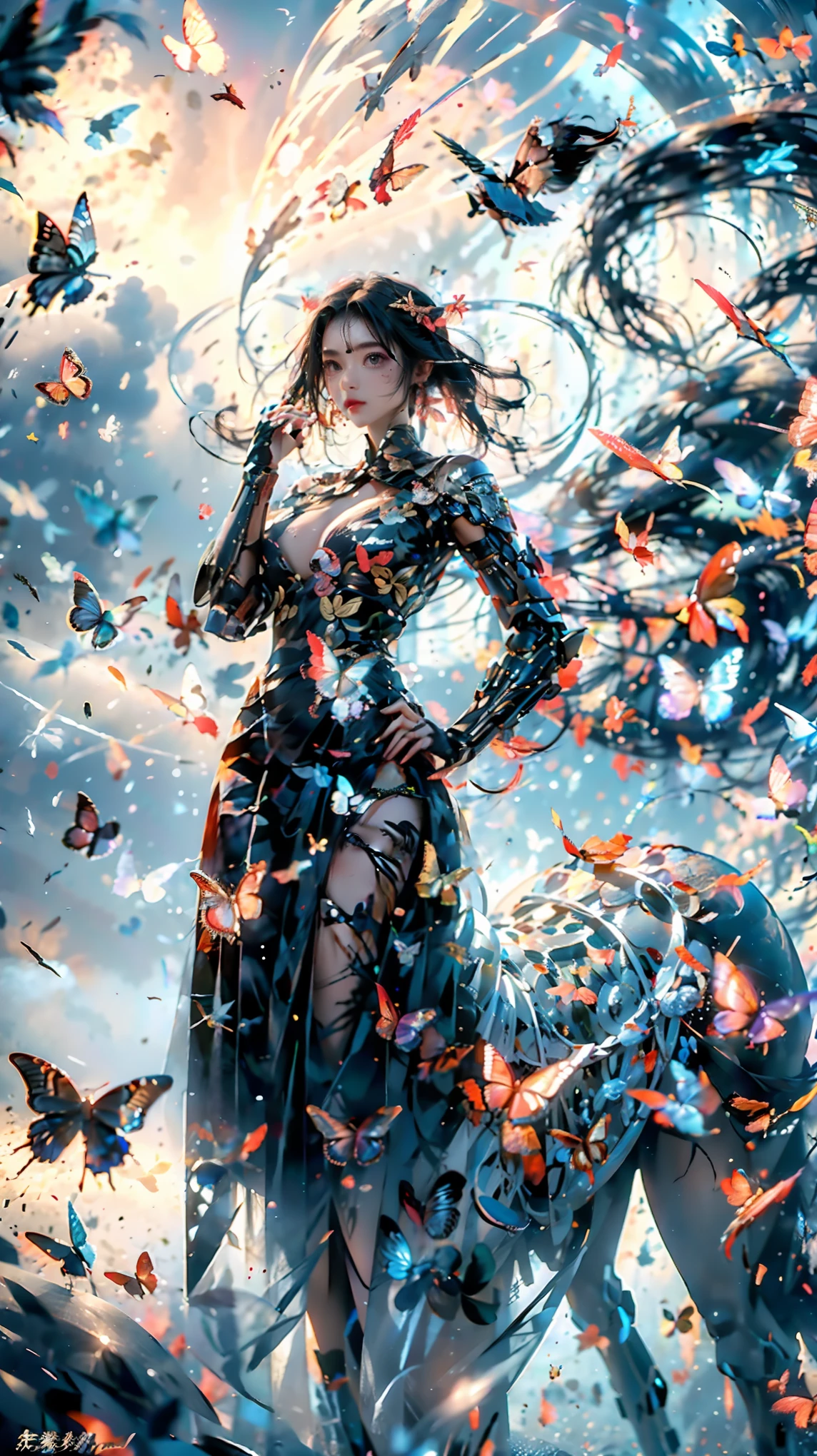 Masterpiece, (best quality), ((The best details)), depth of field, a beautiful girl, beautiful脸蛋, nature, , flower, colorful scenery, flower, butterfly, glow set, component, city of the future、Tokyo Yajo、Empty locomotive、nighttime、Several robots fight amid creepy DNA.."."Agnes Cecile, Author:Andre Masson (Andre Masson), french bacon, 4K, complicated details, Pay attention to details, Award-winning, 8K, clear quality, Surrealism, Exquisite workmanship, North Africa Trade Zone, on the table, sweet, Mesmerik, Dreamer, Outstanding, Irresistible., charming, shrewd, sacred, beautiful, Excellent, beautiful, 非常cute, cute, grace, miraculous, watercolor, , work of art, beautiful girl, watermark, collarbone, tattoo, ดวงตาwatercolorตาลสดใส, atmospheric war, full body view