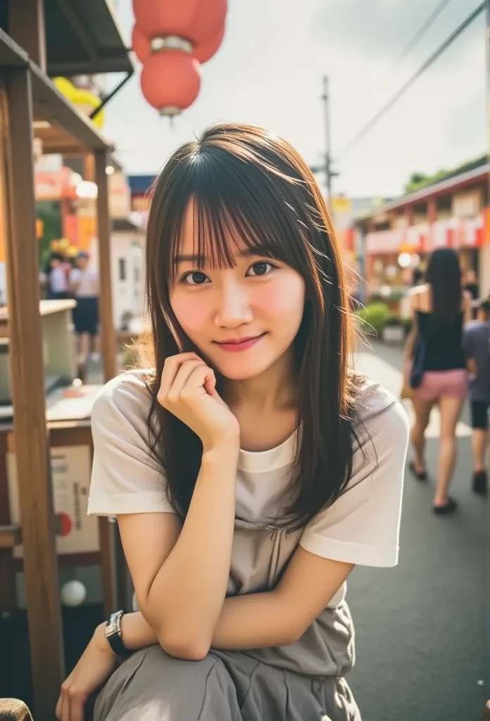 (8K、Raw photography、top-quality、​masterpiece:1.2)、(realisitic、Photorealsitic:1.37)、ultra-detailliert、超A high resolution、***1人、see the beholder、beautifull detailed face、A smile、Constriction、(Slim waist) :1.3)、Beautiful detailed skin、Skin Texture、Floating hair、Professional Lighting、Whole human body、Longhaire、a blond、japanese hight school uniform、a sailor suit、matsuri、In the street、sparklers、Bob Hair、Summer Festivals、food stand、Happy smile