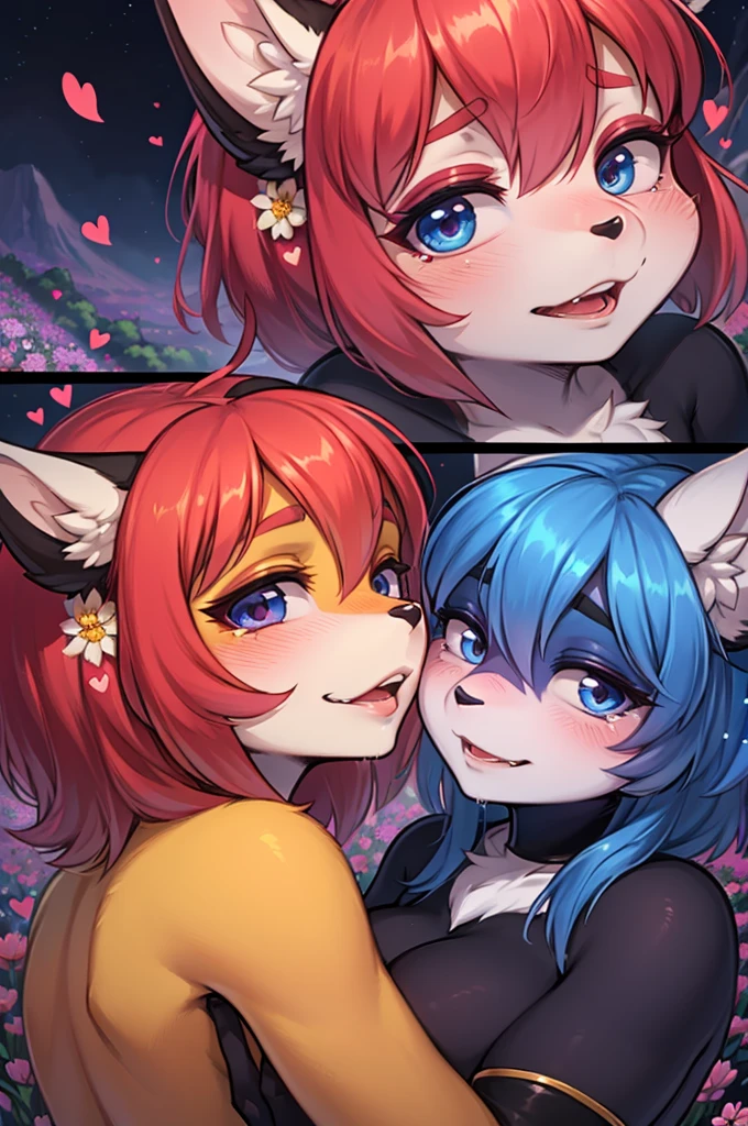 Lindas luzes e sombras, luz ambiente, pele ultra detalhada, slight hairy volumetric, Pelo branco, ultra cute face, elementos vermelhos na pele,Hentay