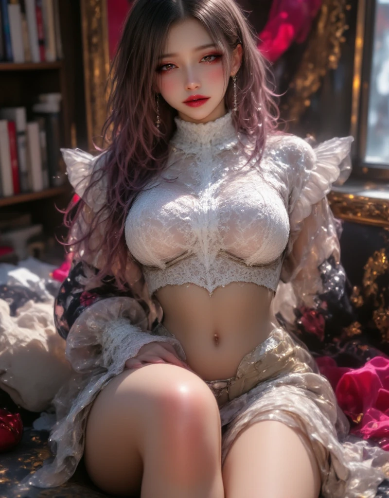 Cat ears、white thick turtleneck 、 beige fluffy flared skirt、reading、  attractive,desire, Obscene, Mature Woman, Captivating body lines ,Big Breasts:1.3、 ((  fine facial features ,   open your mouth, eroticism)),  Dramatic Lighting  ,  realistic , 8k, Cinematic Composition , dark moody vibe ,  Dramatic Shadows ,  intricate and elaborate patterns  ,  30 megapixel  ,   super detailed photo  ,  chiaroscuro lighting  ,   moody color palette  ,Pleasant colors ,  deep contrast  ,  super real 、 pink lipstick、 Sit on the edge of a window and read a book 、 warm room、 Christmas tree、Vintage Fireplace 、 full body view、Drawing composition、 cinematic composition、Focus on books 、 crosses legs、 seductive thighs 、Exuding sexiness