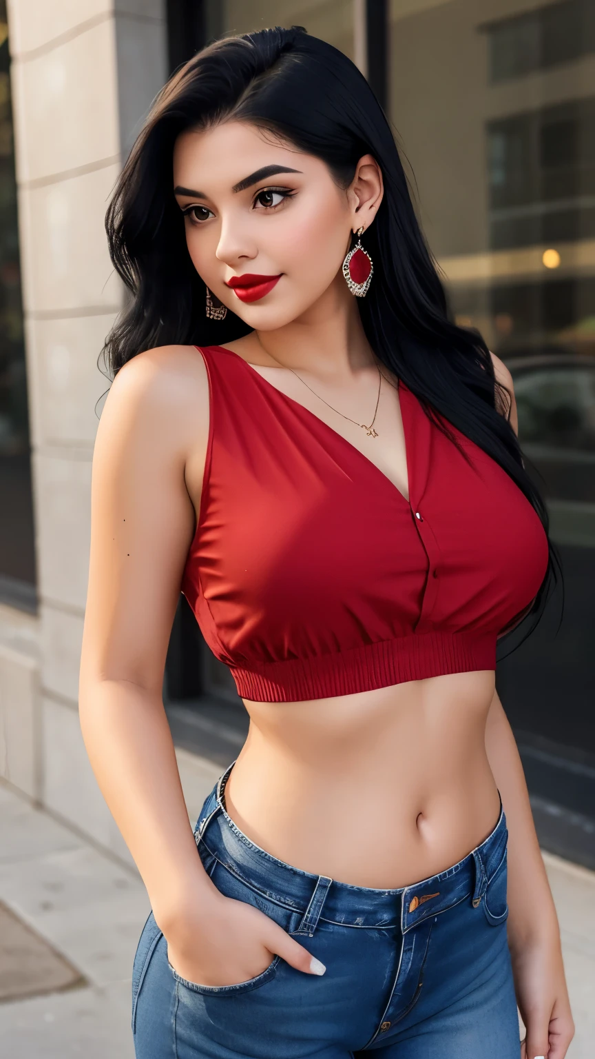 realistic, masterpiece, high detailed skin, looking at viewer, full body shot, scenic view, long hair, black hair
<lora:Hearts_Blouse_Pencil_Skirt_By_Stable_Yogi:1> red heart see-through dress,  red Blouse,  red Pencil Skirt, midriff