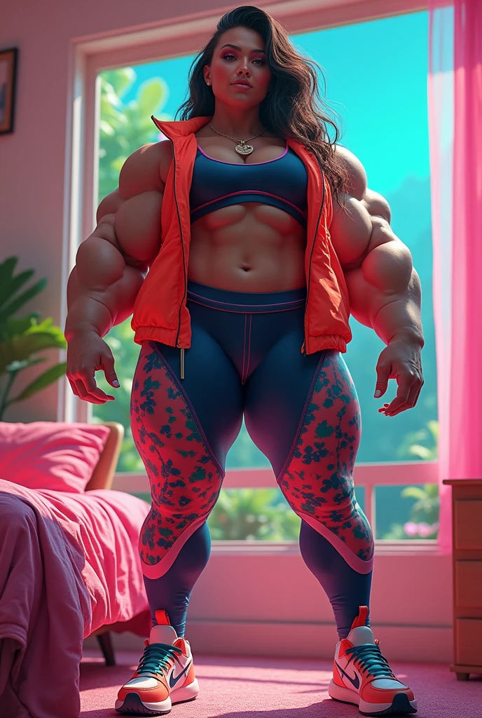 Ultrarealistic, High quality, realistic style, full body, high definition, high quality, realistic, shaded, photorealism, Ray tracing, 8k, uhd, masterpiece, 1 short height European ginger girl, chubby, long hair, pigtails, small and narrow sports bra with a short skirt, luxorious smile biting the lower lips, lips, blue eyes, glasses, thick thighs, large breasts , in a dark bedroom --auto