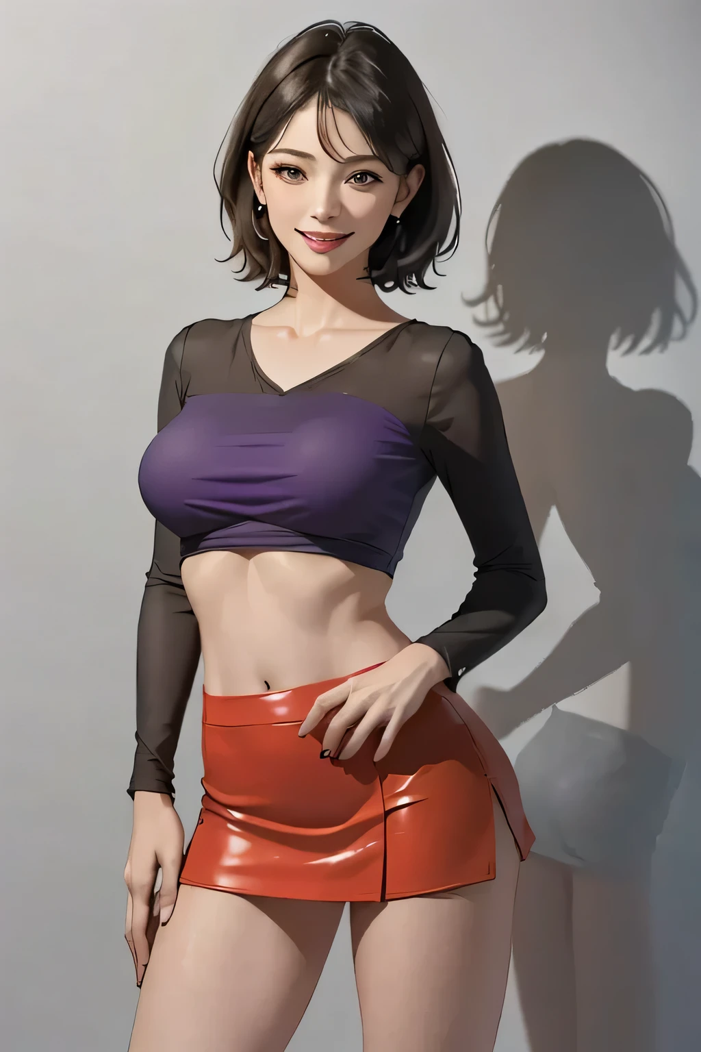 24 year old girl with pale skin and long hair, Straight black hair. big, dark eyes, With an intense and enigmatic look. Wear Orphan movie clothing styles, With a more elegant and sophisticated touch, Matching her mysterious and intense personality. Overall, Her appearance will be impressive, Attract curious and intriguing looks. flat-chest, Cinematic lighting, chromatic abberation, Backlighting, masutepiece, high details, High quality, 4K, wearing a glasses, big boobs, nsfw, big butt.