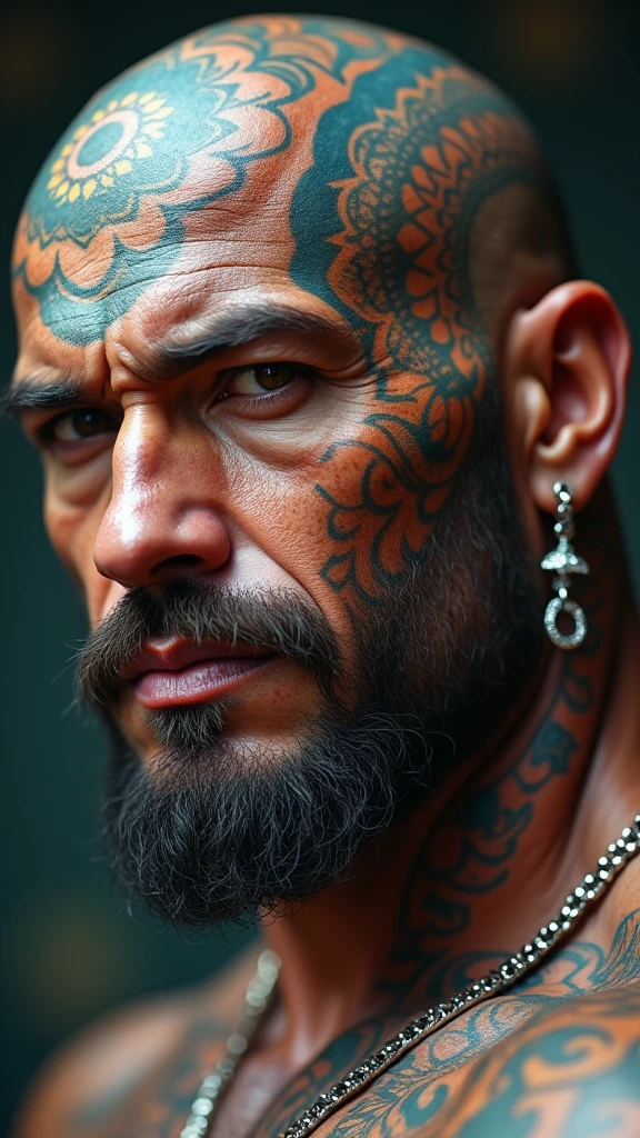 man with long hair and tattoos
