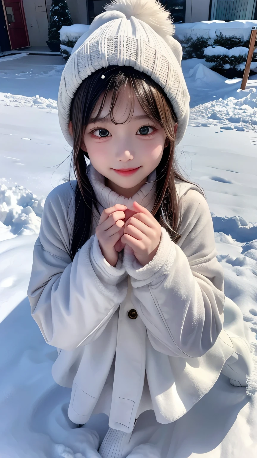 5--old l happily builds snowman，snowflower，at winter season，Thick snow，footprints，Colorful，the setting sun，style of disney animation，disney animated movie style，（（Best quality））， （（tmasterpiece））， Enhanced dynamic viewing angle，，flowers blooming，Cottage in the woods，glowing effect，ultra - detailed，Works of masters，high high quality，8K分辨率，depth of fields，电影灯光，epic shooting，high high quality，ultra - detailed，Detailed pubic hair，Accurate，电影灯光