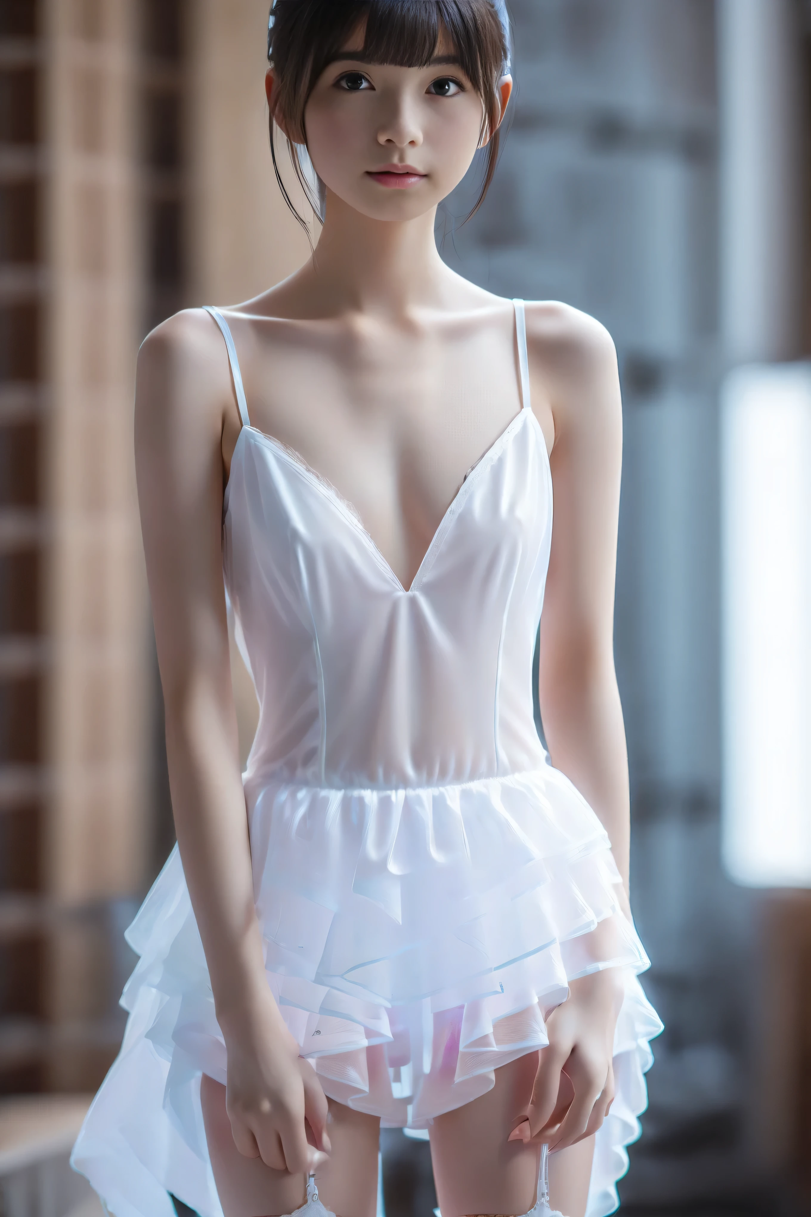 Clear plastic clothes Full body details No lingerie Girly beauty behind