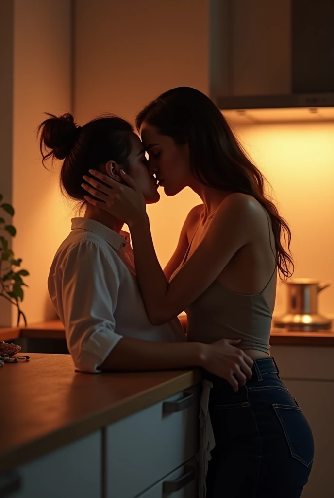 Kitchen counter kiss - SeaArt AI