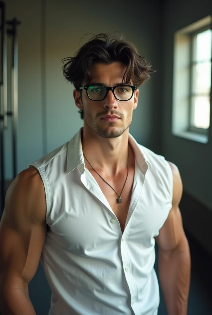 Glasses Man France Muscular Hair Slicked Back