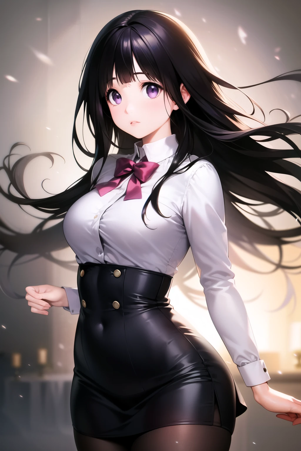 A beautiful arafed girl in a skirt and heels walking on a narrow street, (lamplight), (A high resolution), (8K), (The content is very detailed), (Best Best Illustration), aqua eyes, (beautidful eyes), glossy lips, (quality), (ultra - detailed),(masterpiece), (wall-),(A detailed的the face), solo, 1 girl in, looking at viewert, Fine and detailed, A detailed的the face, In the darkness of the night, Depth shadows, low pitch, purebred face_v1, A smile, long hair, Black shawl, wavy hair, 46 points oblique bangs, female student, (Brightly colored mini skirt, white panties, What about the lattice), A smile, big rounds breasts, actual, realistically, hight contrast, photon maping, Authentic images, super detailing, low angles: 1.5, 1 girl, Alone: 1.5, pop star, Kaibo idol, dress up like k-pop, sexy for, Open your legs forward, Fancy makeup, blazer jacket: 1.3, short skirt: 1.3,, high-heels, M-shaped open legs: 1.3, Open your legs 180 degrees, with an open crotch: 1.3, long dar brown hair, wet white: 1.5, You can see it from under the skirt: 1.3, Height 170 cm,ctextured skin