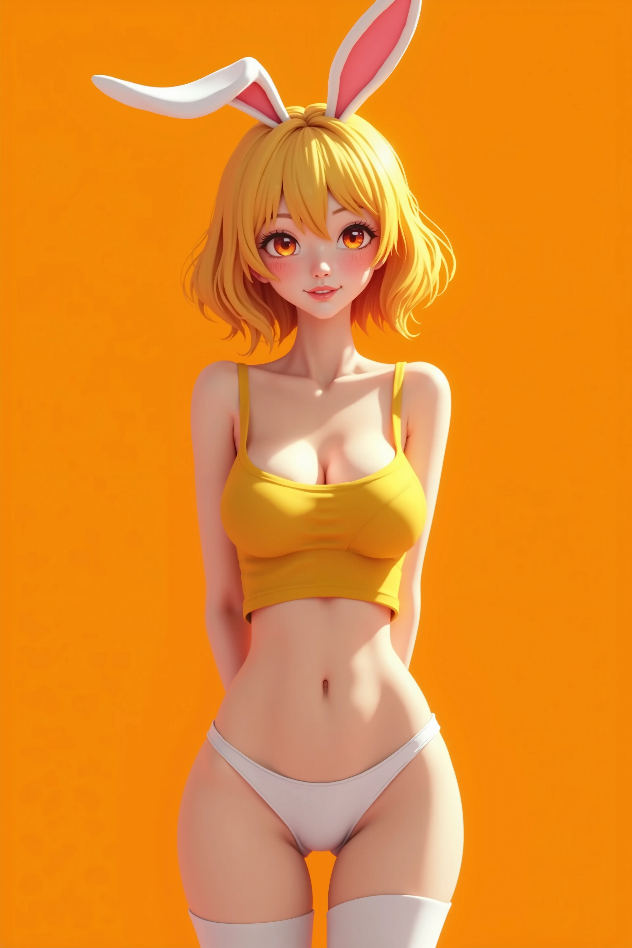 (masterpiece, highest quality, ultra high res, ultra detailed:1.3), 1 cute girl, ideal ratio body proportions, blonde short hair, cheerleader costume, (red pleated mini skirt:1.2), clothes covered nipples, (yellow panties:1.3), cameltoe,