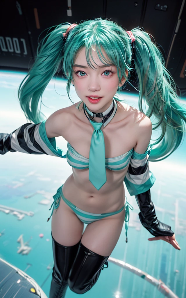 (Japan girl cosplaying Hatsune Miku: 1.4), (sweaty 4k: 1.2), camel pibe, bust top, open legs, pubic hair, areola,, troop potion, smile, (full body), open mouth, (big Hatsune Miku: 1.4), (green headset microphone, green tie: 1.2), big cosplayer, Lori's Japan cosplayer is singing on stage, Lori's Japan cosplayer is dancing on stage, Lori's Japan posing, Japan loli in cosplay, fireworks display, half-off costume, lakeside fireworks display, sensual pose, jump high, ((translucent body, smooth translucent white skin: 1.5)), Sakimi-chan HDRI, background bokeh, background gradient, Cute Loli, Japan Goddess, (Photorealistic: 1.8), (8k, RAW Photo: 1.8), (HDR: 1.2), (Shallow Focus: 1.4), (Sharp Focus: 1.4), (Clear Nipple Silhouette: 1.8), (Clear Areola Silhouette: 1.8), (Ultra Detailed Clear Silhouette of Pusy Hair: 1.8), (Crowd, Crowd: 1.0), ( firework cascade:1.4)