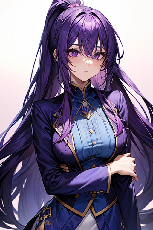 full bodyesbian　frontage　mysterious fragment background　meditate on the ground　left and right eyes closed　Purple hair　Purple eyes　Rape eyes　Western clothing　trim bangs　Ice expression