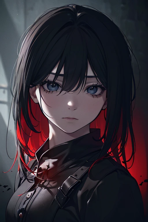 blue eyes,　Red Hair、boy１people、In the spotlight, The background is a dark and desolate landscape, Horror movie atmosphere. Emphasizing the dark and crazy elements. Skillfully expressing the effects of light and shadow, detailed, The face and expression of the black costume are also carefully drawn.....,(Tilt your head:1.2), ([sketch|watercolor \(Moderate\)]:1.15),Chaotic abstract background, Vector Trace, Gradient blending and whole body, Artistic elements add depth to the work. The overall atmosphere is creepy and nightmarish....., With a unique artistic touch. This movie is、The dark and crazy world of horror movies depicted in HD., Evoke visual stimuli and aesthetic sense