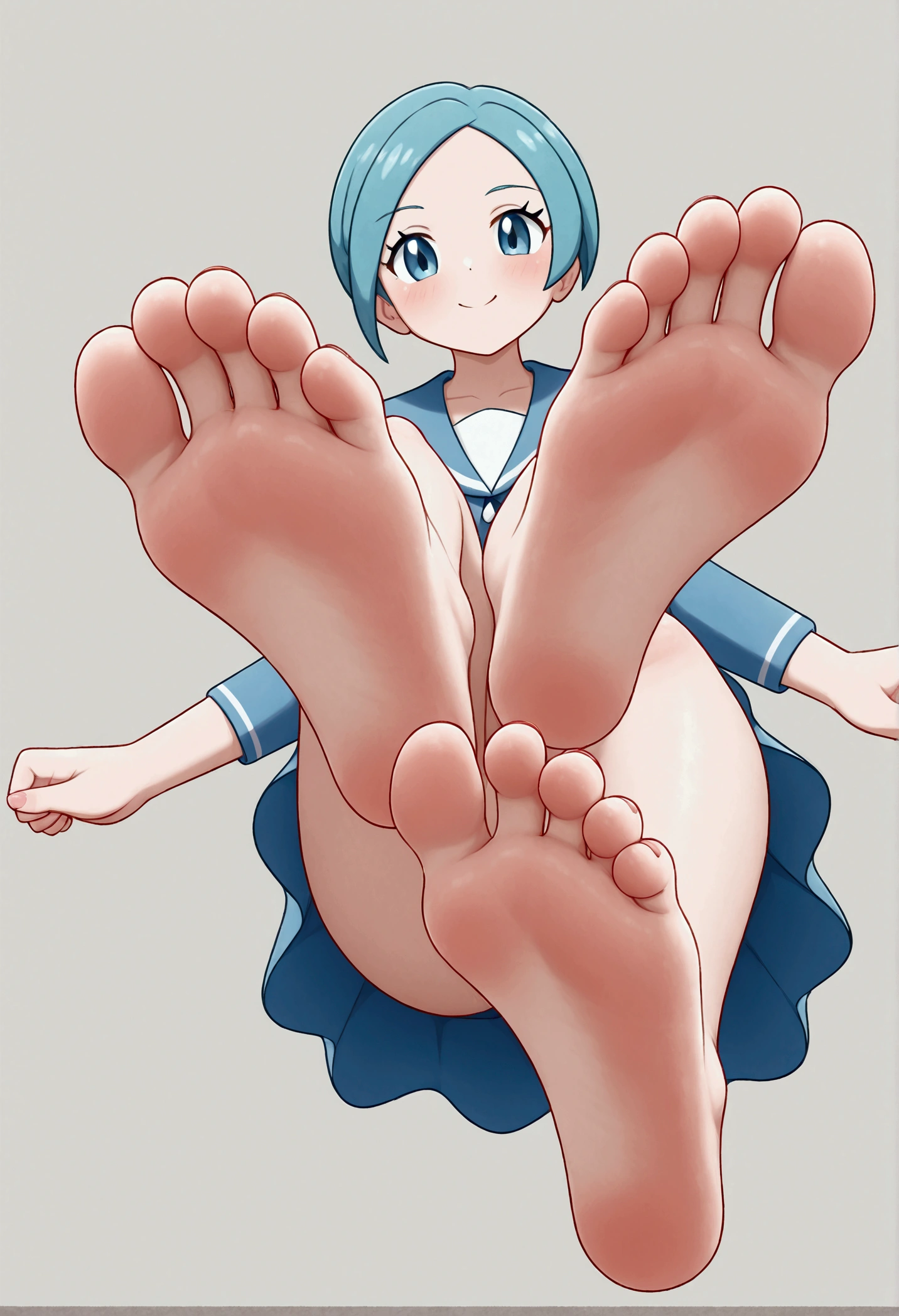 Chloe ceries (pokemon) , foot focus,2 sole,barefoot, masterpiece, Highest quality, Very detailed, high school girl、Diving