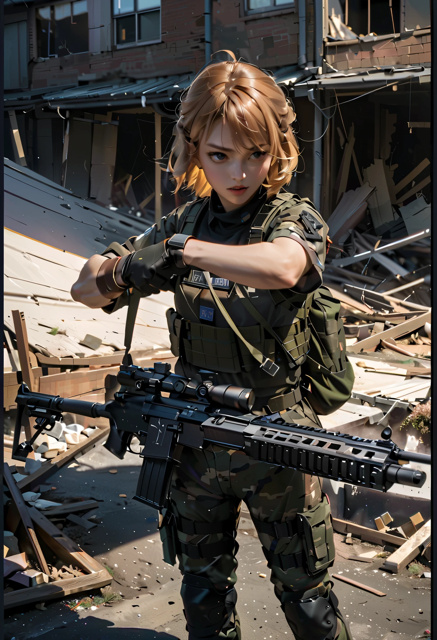 Female soldiers guarding occupied territory