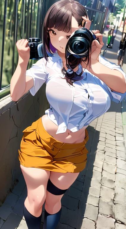 Girl, no pants, Shirt unbuttoned, You can see her breasts, Bus stop in the Rice fields background, openlegs, Bare chest, small breast, slim body, Sneakers , wet body, Wet hair, rain, Experiences Orgasm, You can see the ass