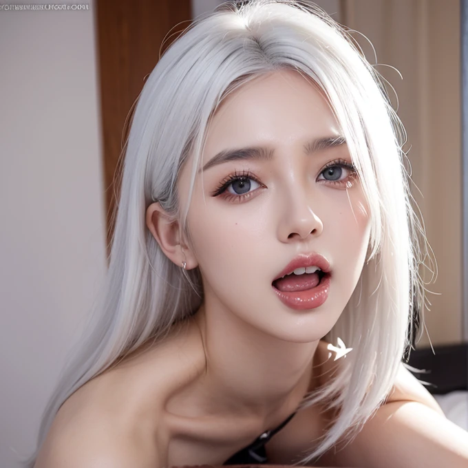 hdr, detailed, hyper-realistic, 1girl, kagura mobile legends, long white hair, blue eyes, beautiful detailed eyes, beautiful detailed lips, extremely detailed face, big breasts, squirting, naked, bathroom, open legs, dramatic lighting, cinematic composition, volumetric lighting, photorealistic, masterpiece