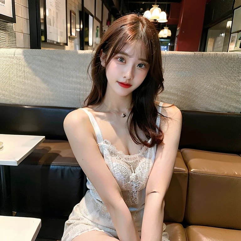 1 Girl,Sit on a comfortable sofa,Soft Light,Chinese Beauty, dress,Dark-haired,Length of hair