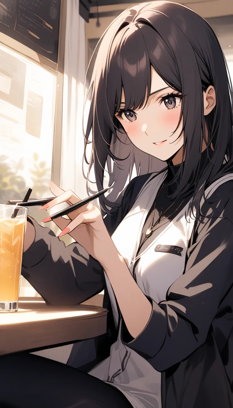 Beautiful girl working at a concept cafe