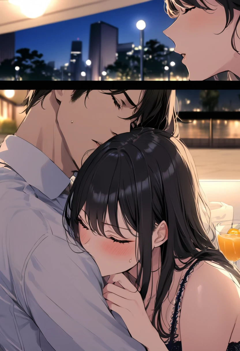 and guy kissing a girl with big breasts, perfect, pretty, korean