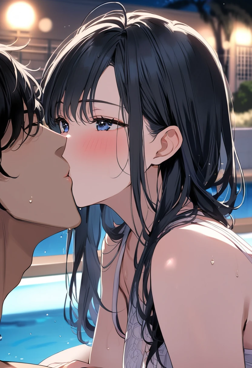 1 boy, 1 girl, sex, swimming, sea, blushing, moaning in pleasure 