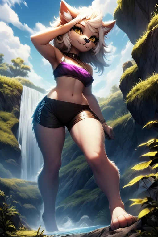 (masterpiece, best quality, high quality illustration, 1girl:1.1), (Kidagakash:1.3) as a cow girl, (dark-skinned female, dark skin, tan skin:1.4), (long hair, white hair, blue eyes, necklace, facial mark, earrings:1.2), standing in front of ancient atlantis, monster girl, cow, (cow ears, small cow horns:1.2), hooves, hooved legs, digitigrade legs, cow tail, looking at viewer, (huge breasts, extra breasts:1.3) <lora:hoovedlegs:1> <lora:extraBreasts_v024:1>, fully in view, <lora:Kidagakash:1>