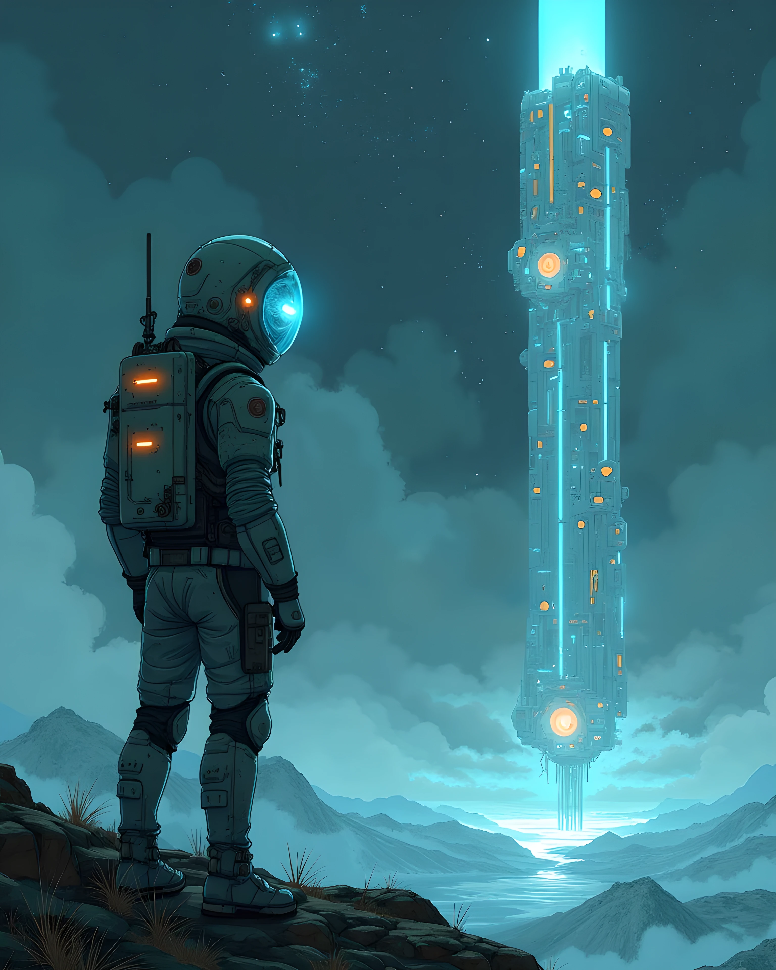 There is a man in a space suit standing on a hill - SeaArt AI