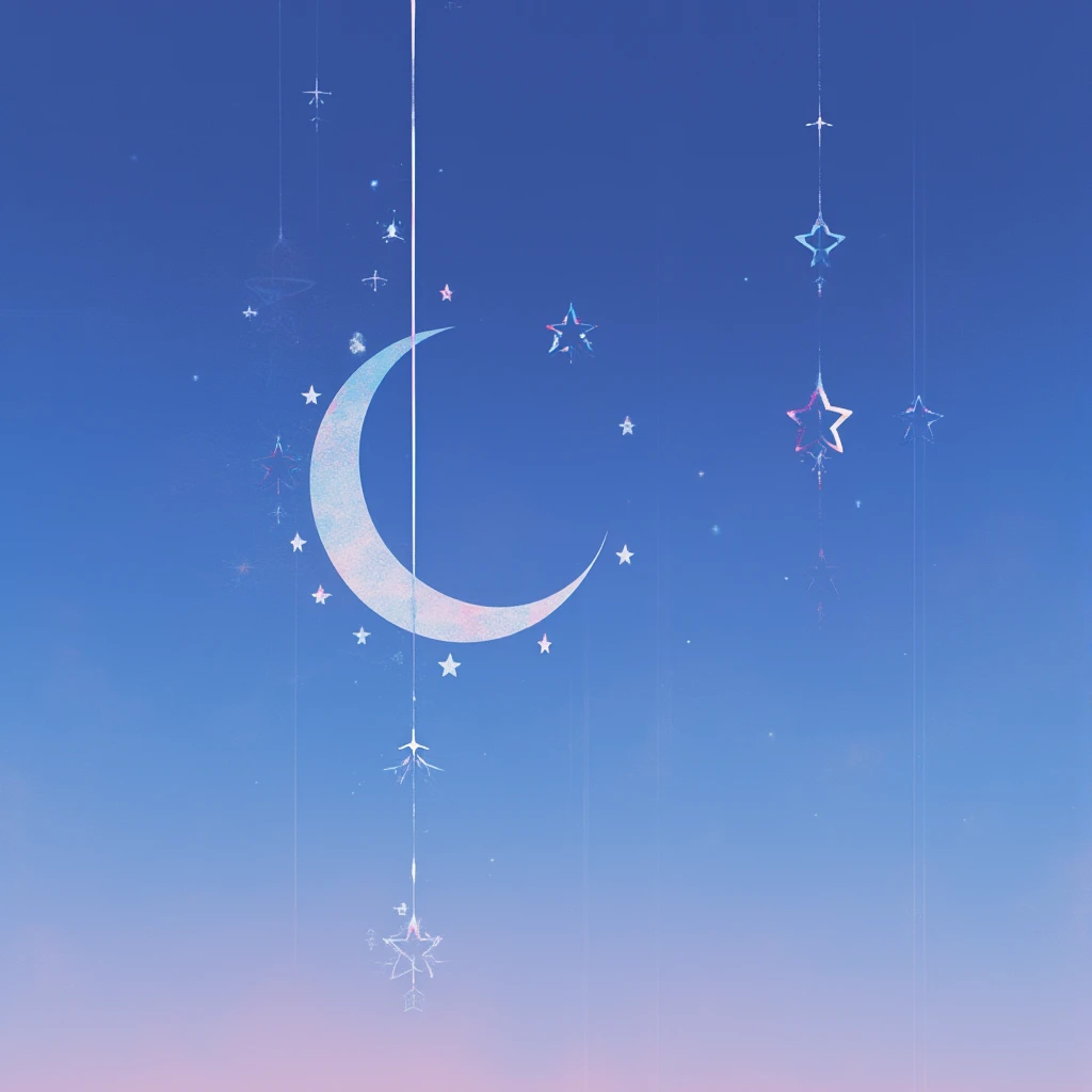  simple style ， vector graphics， starry sky ， blue