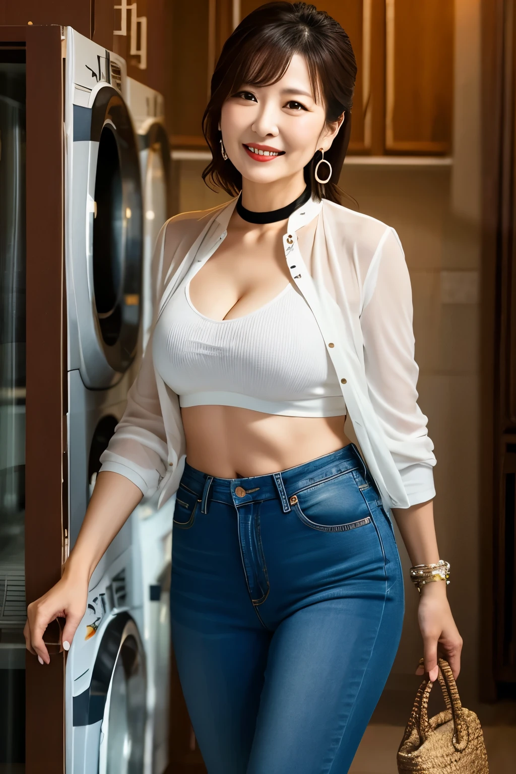 (40 year old beautiful mature woman:1.3),(Beautiful mature woman 60 years old:1.3),(Opening the door to the apartment),(Women of Menhera:1.3),(Oversized ruined shirt showing cleavage,Broken denim pants,(Staring at the audience:1.3),(Wet with rain, gazing at the viewer:1.3),Small breasts,Saggy breasts ,Wet Face,Wet Skin,Wet body,Wet costume,Wet Hair,(Leaning forward:1.3),Red Mouth,clavicle,Wet cute face、Digital Illustration, (Tabletop,Highest quality,Ultra-high resolution output images,) (8K quality),(Picture Mode Ultra HD),