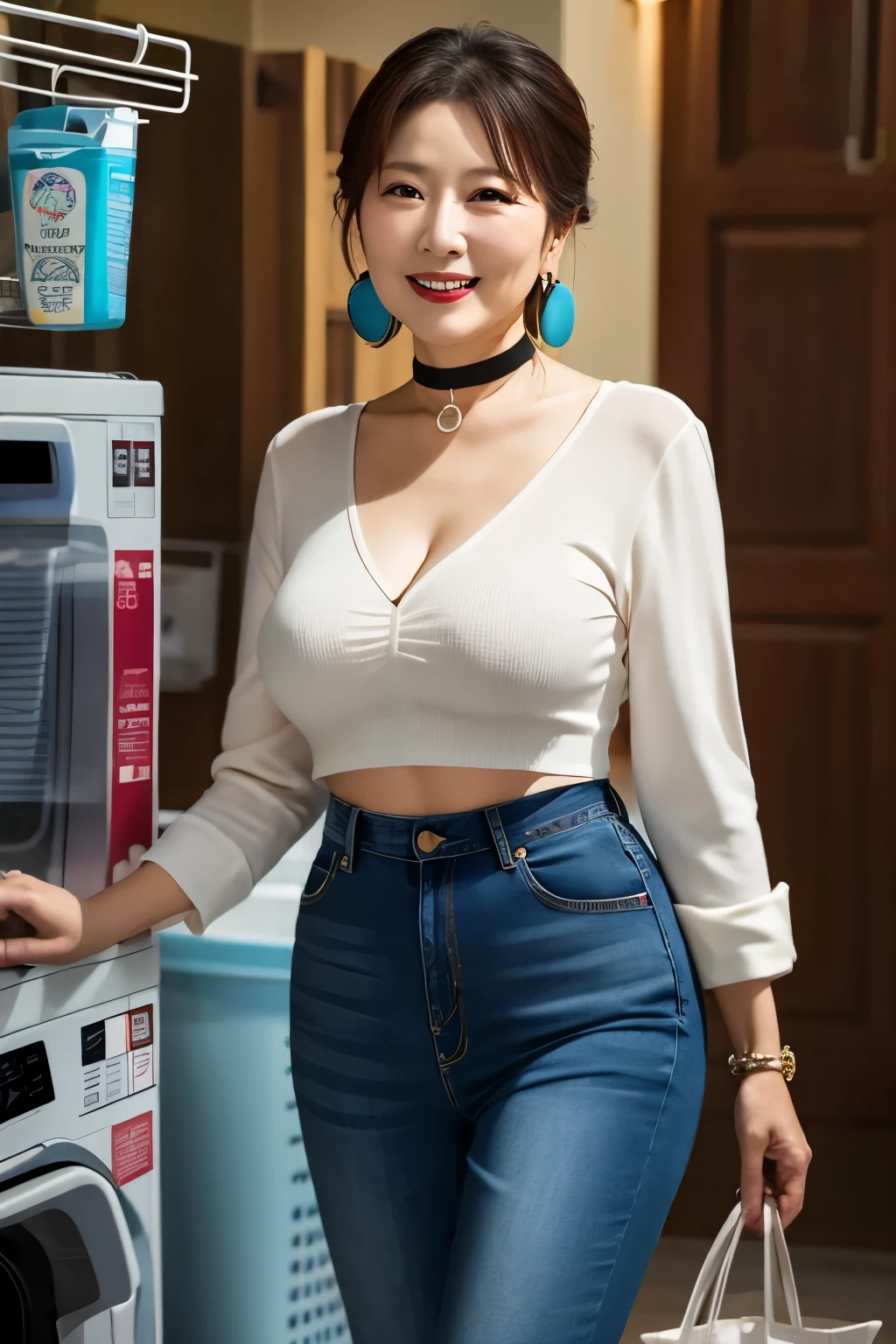 75 years old　mom　milf　Chinese Lady　large earring　Big choker　navel piercing decoration　A bracelet　realisitic　Gorgeous Madame Beautiful Mature Woman　sexly　Smile　Gentle woman navel piercing　４K　High quality　Gorgeous Madame Beautiful Mature Woman　Shorts