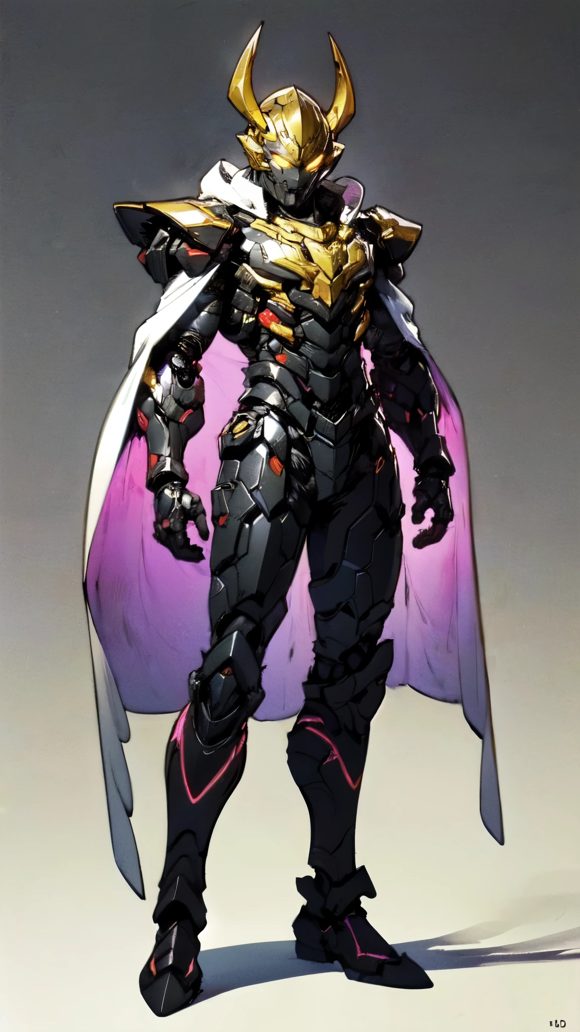 (masterpiece:1.5, best quality:1.5, extremely delicate:1.5), ((male:1.5)), a man wearing a full-face helmet, high-tech biomimetic armored combat suit, (a composite layered chest armor), the design balances heavy with agility, fully enclosed shoulder guards, matching arm and leg guards, a belt of gemstone, (the color scheme is primarily Red with Purple and Yellow accents, Organic Biotech, Concept Inspired by Vampire, glowing eyes, armor glows, huge cloak like devil wings, blood), stand of a futuristic sci-fi city, this character embodies a finely crafted fantasy-style armored hero in anime style, exquisite and mature art style, metallic, high definition, highres, ultra-detailed, ultra-fine painting, professional, perfect body proportions, golden ratio, anatomically correct, symmetrical face, extremely detailed eyes and face, high quality eyes, creativity, RAW photo, UHD, 32k, Natural light, cinematic lighting, (masterpiece-anatomy-perfect:1.2)