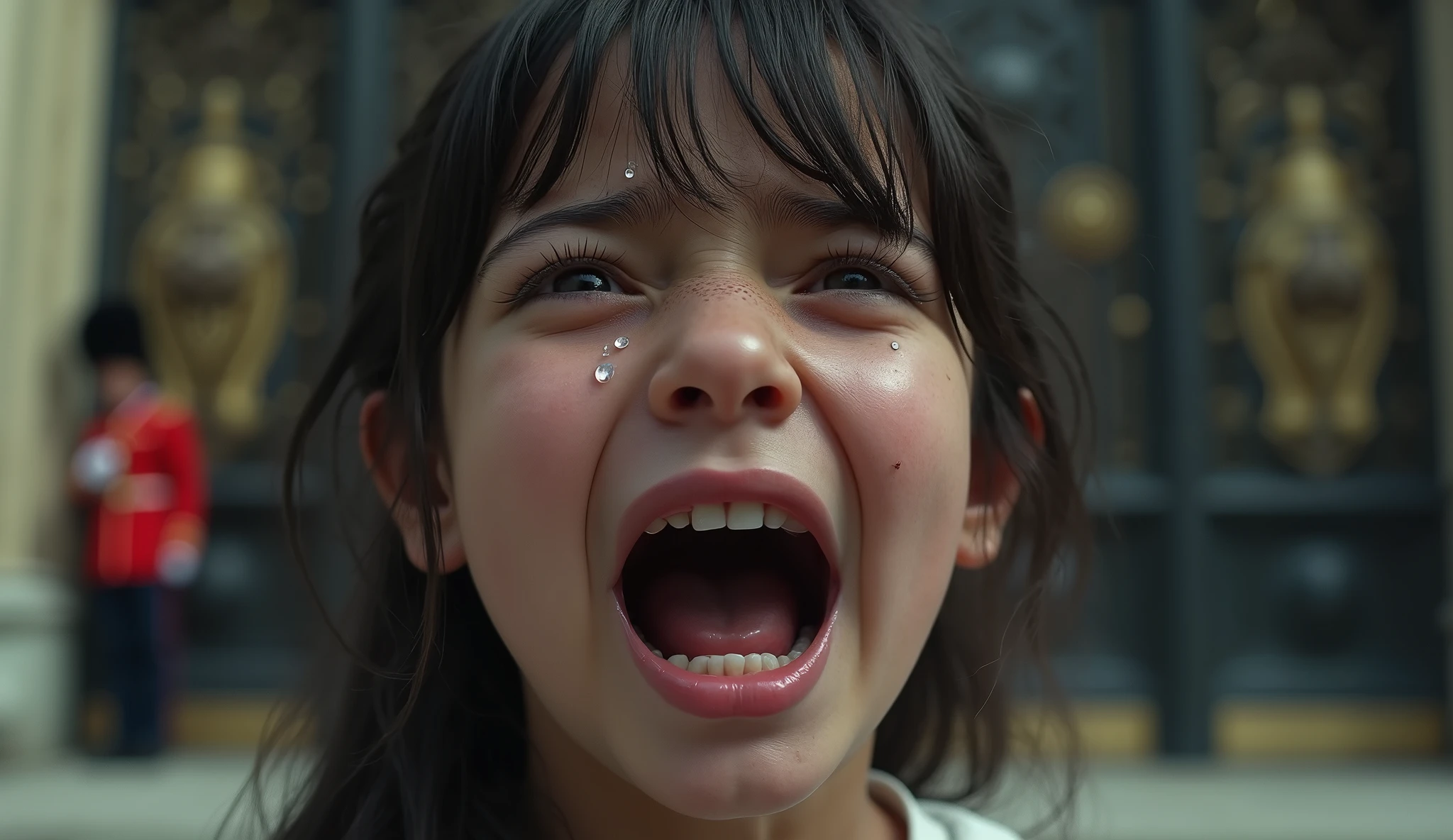Arafed young girl with a teary expression on her face - SeaArt AI