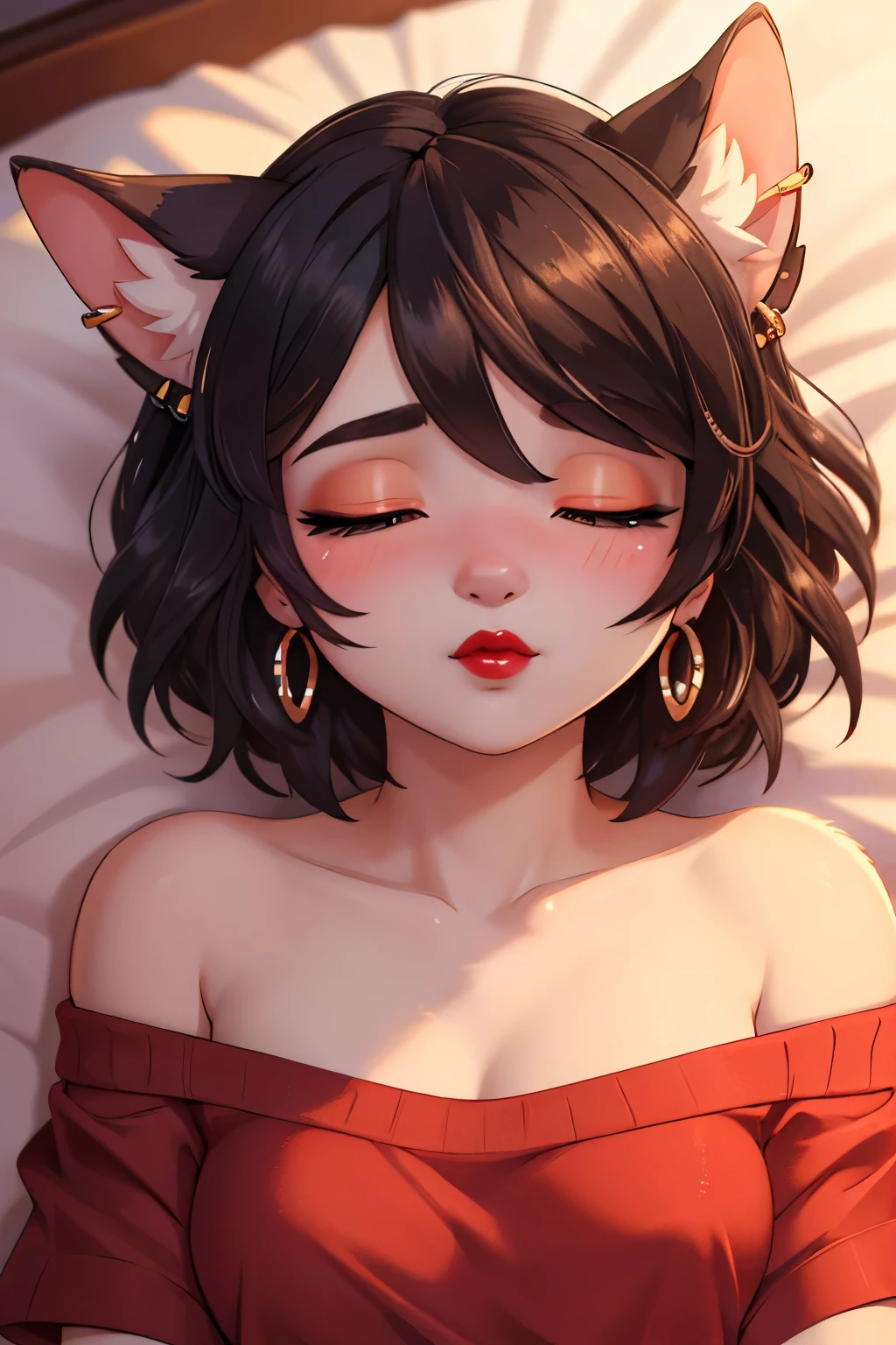 (Hisashi Eguchi style:1.2) , Hallucination, daydream , nightmare , Insane Dream , bokeh , erotica , romance , nudity girl , Petals fluttering down , (Single eyelids, round nose, swollen cheeks) , glossy lips , Collarbone , Hair blowing in the wind , Goddess of lust , lying back , (hide crotch by cats:1.2) , (hide nipple by cats:1.2) , (close up cat) , spread legs , bra