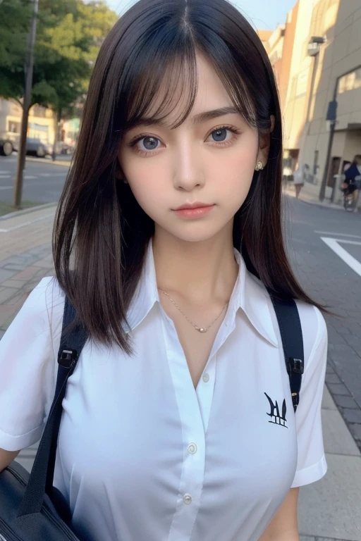best quality, ultra high res, (photorealistic:1.4), <lora:Liyuu:0.8>, black hair, bangs, (collar:1.3), full body, looking_at_viewer, outdoor,