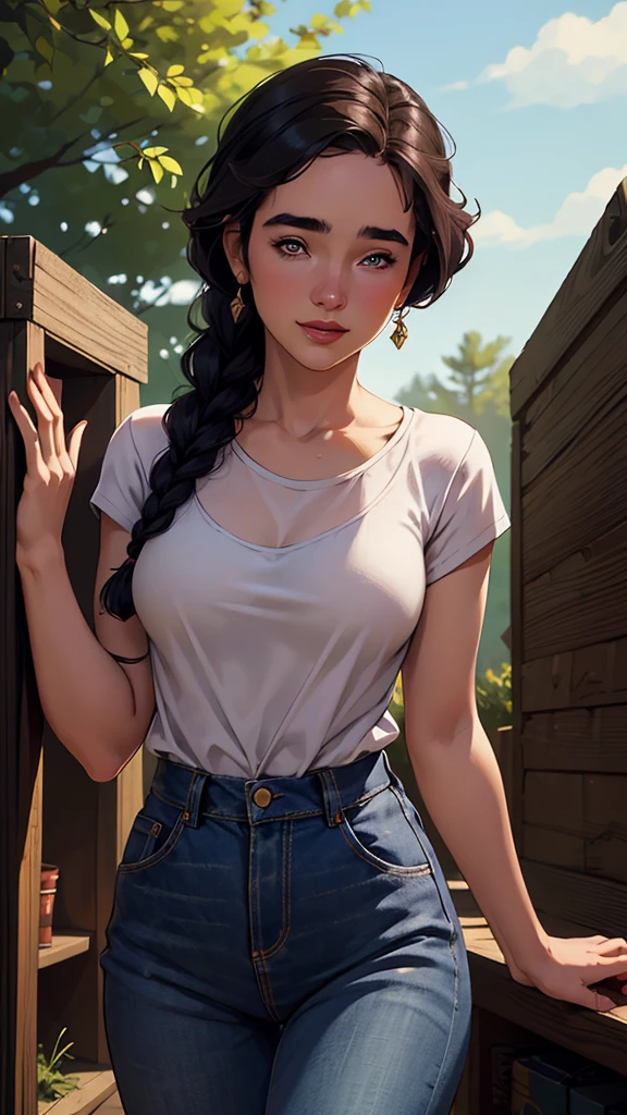3dmm style,(masterpiece, top quality, best quality,(8K, HDR, highres), ((((hyperrealism, masterpiece, best quality, ultra highres)))), (pin light, cinematic light), (hyper detail, finely detailed), (((1girl))), A beautiful forest stretching beneath a sky as blue as the universe, with sunlight streaming through. The trees cast shadows, creating a harmonious blend of nature. (Beautiful forest) (Blue sky) (Sunlight) (Harmonious blend), magical realism, movie still, cowboy shot, upper body, straight-on, sitting, choppy bob, large breasts:0.3, Natural breasts:0.3, (slim waist, wide hip:1.2, large pelvis:1.3), (hip_up), (thick thighs and legs), oiledwet:1.4, ((detailed beautiful face)), (perfect eyes, detailed eyes), (detailed facial features), beautiful and clear eyes, detail eye pupil, lipgloss, (Eyelashes:1.4), detailed hair, (((hair over one eye))), glossy, perfect hands, ((ecstasy face:1.3)), (blazer:1.1), (((Leather mini skirt, Silk Button-down Shirt))), (Korean:1.3, japanese:1.2), tight, (((pubic hair:1.5, high heels))), stud earrings, amulet, shoulder bag,