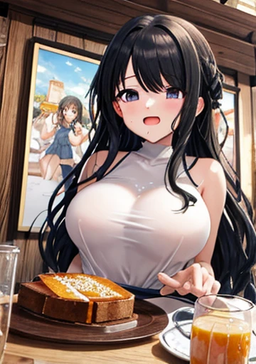  ( idolmaster), ( top quality, 8k,   masterpieces during breakfast ,  very detailed:1.4), ( lens flare, Particles of light, Shine), Big Breasts, smile,  open your mouth,   masterpieces during breakfast ,  top quality,  very detailed,  high definition ,  very detailedなCG,   masterpieces during breakfast ,  official art,  from below, ,  perfect body,Show me your hands,   on your back with your head, ( embarrassing:1.1), (:1.2), ( orgasm:1.4),  open your mouth, charm, (shout:1.1), (Move a row:1.1),  long black hair, big breasts