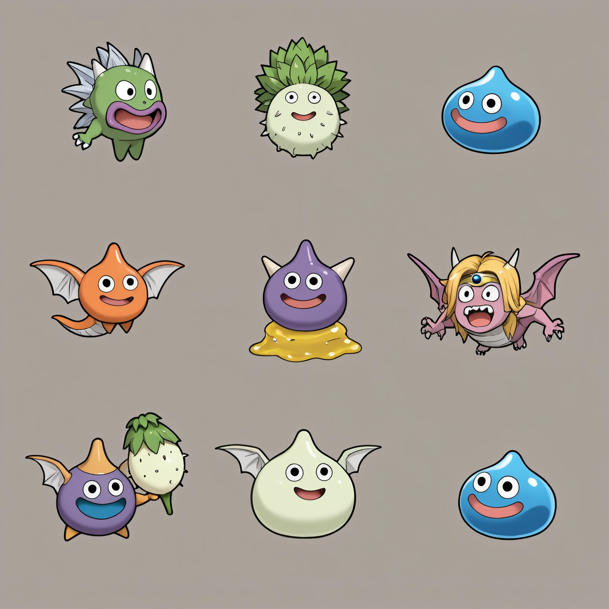 8k,16k,wallpaper,( Dragon Quest style character design),(Monster made by multiplying daikon and slime),(Minimalist),( comical ),( very detailed ),( cute design ),( simple interface)