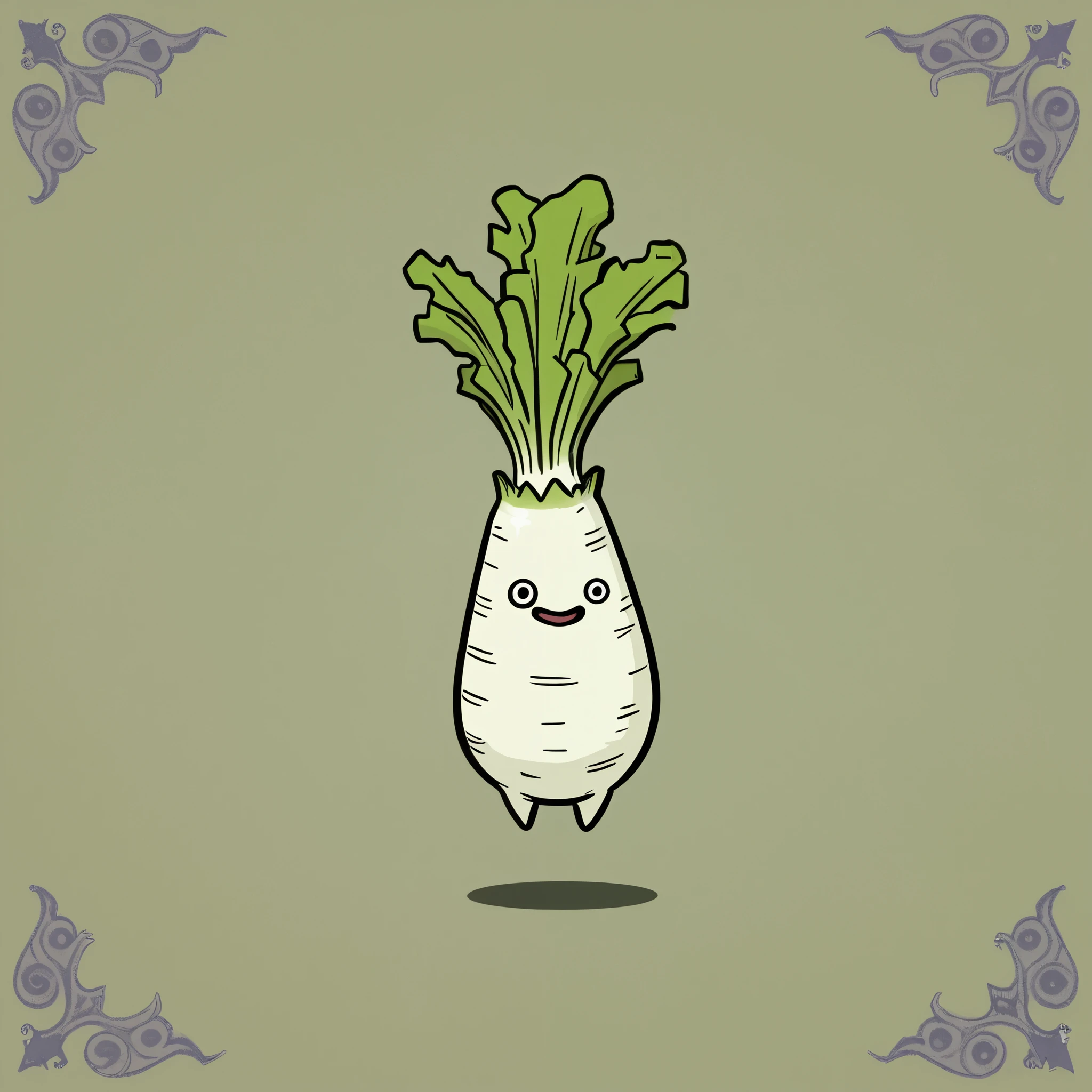 8k,16k,wallpaper,( Dragon Quest style character design),(Daikon Monster  ),(Minimalist),( comical ),( very detailed ),( cute design ),( simple interface)