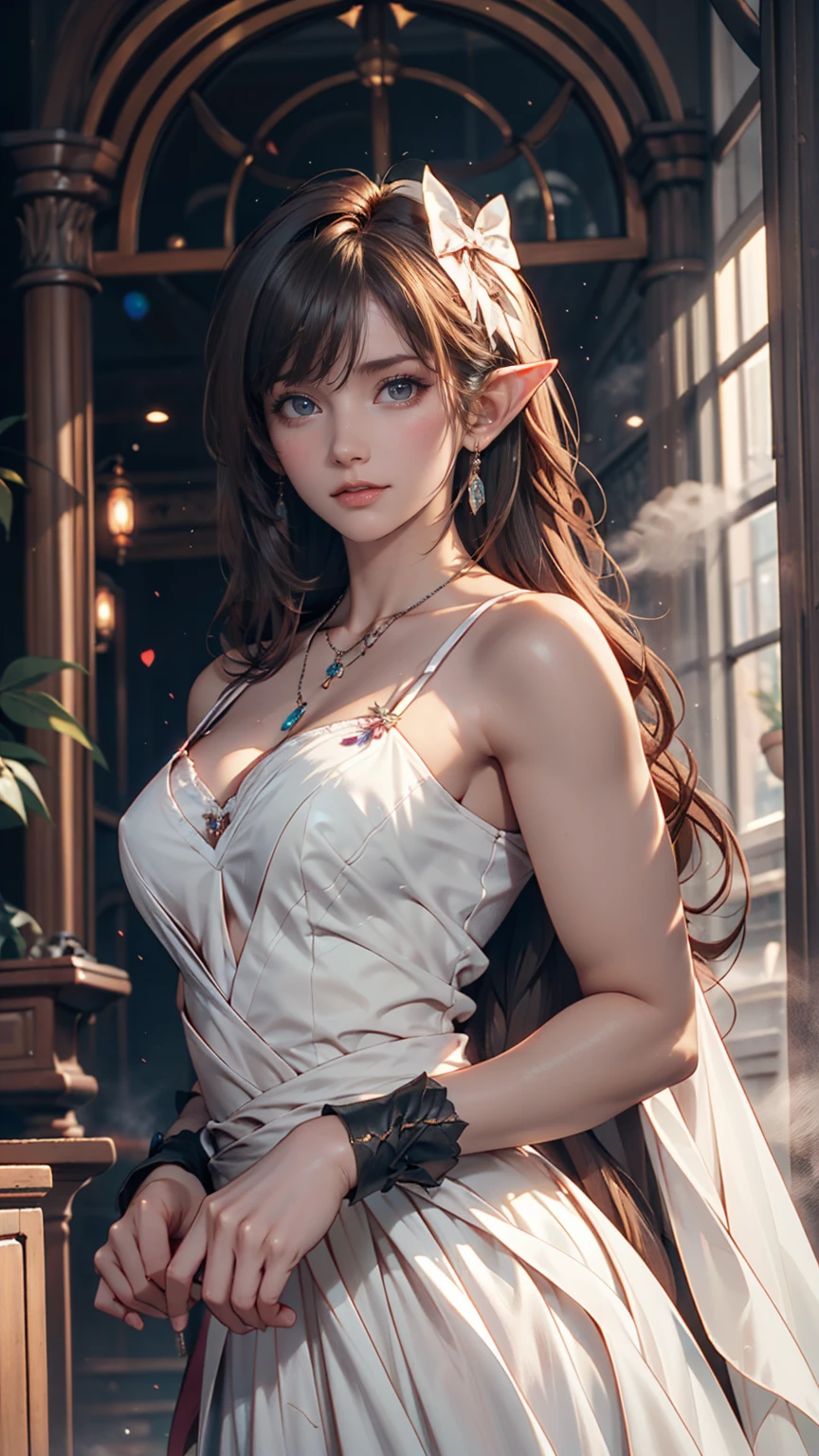(((masterpiece))), Highest quality, Depicting a group of beautiful female elves、Highly detailed gouache style painting portrait, Smooth Shadows, Ultra-realistic textures, 8K, Highest quality, Characteristics of realistic manga, Stylized illustration, Smooth Shadows, Correct Anatomy, chromatic aberration, Neon Highlights, Global Warming Light, Dynamic pose, Expressive、sexlyなプロポーション、sexly、adult、Narrow waist、Narrow waist